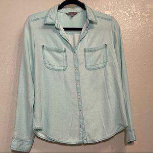Rubbish blue long sleeve button down shirt